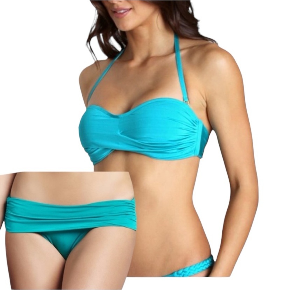 Vitamin A Women’s Soleil Teal Green Blue Bandeau Bikini Size Medium